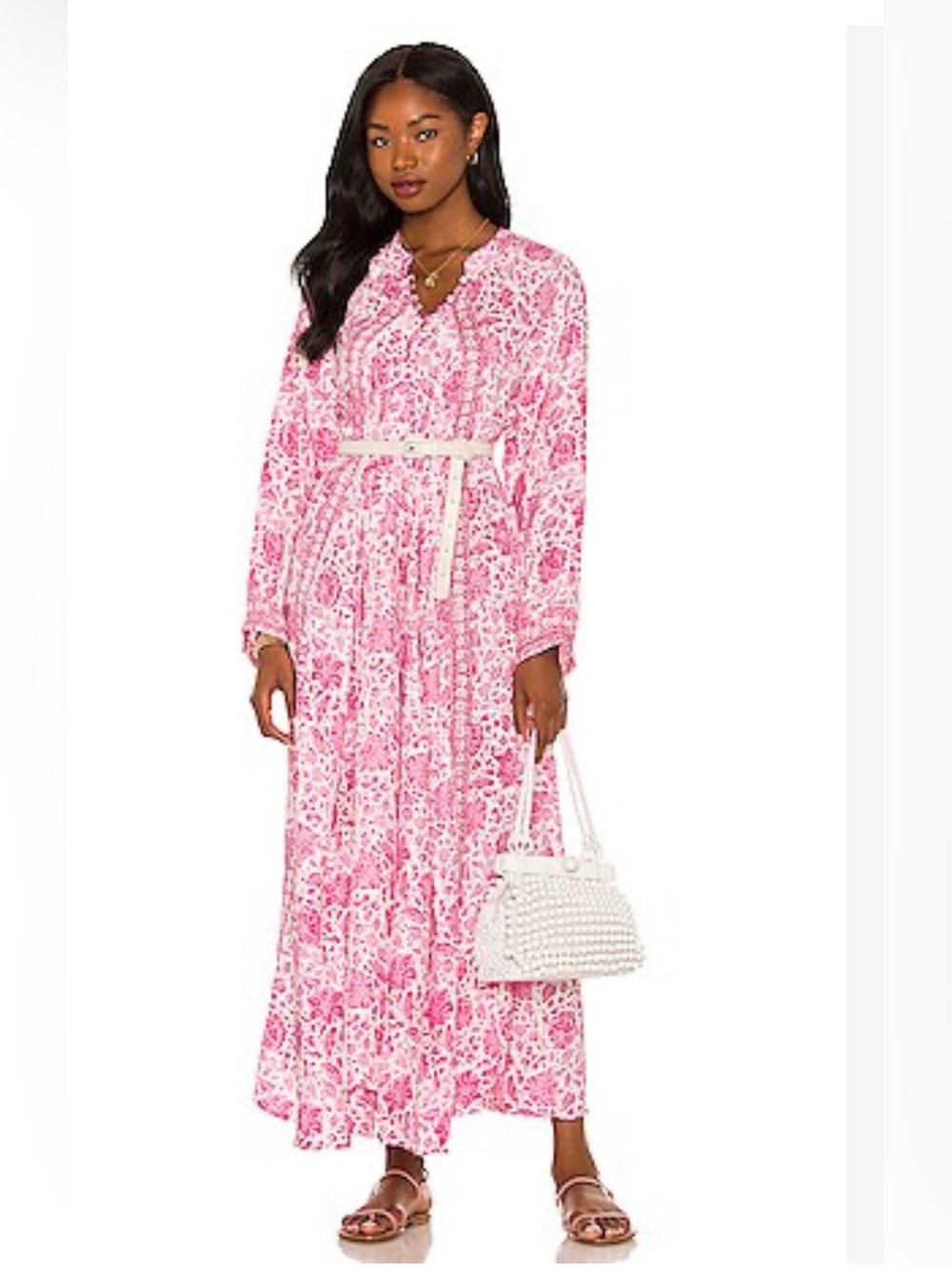 Natalie Martin fiore Pink Floral Long Sleeve Maxi Dress - Women's